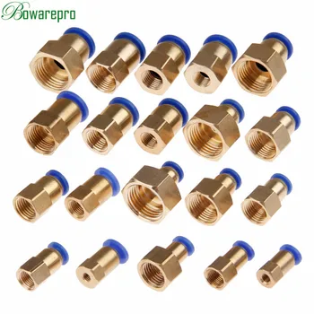 

bowarepro Pneumatic Female Straight Connectors 1/8'' 1/4'' 3/8'' 1/2'' Female Thread Straight Push in Fitting for Air Pipe Joint