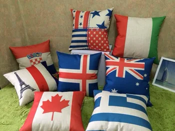

US / Union Jack/ France/ Italy /Switzerland /Scotland /Germany /Australia /Canada Flag Home Decor cushion Linen cotton pillow