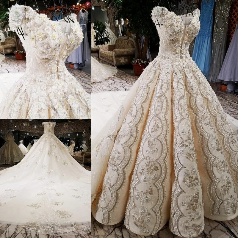 

Vestido De Noiva Luxury High-grade Beaded Vintage Ball Gown Wedding Dresses 2018 Wedding Gowns Bride Dress