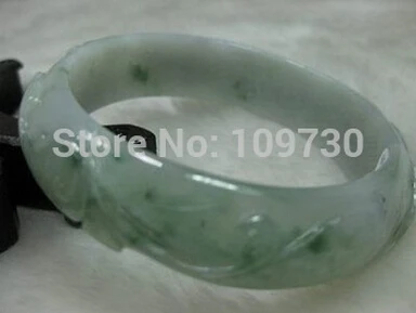 

hot sell909214 NATURE GRADE "A " CARVING GREEN JADE JADEITE BRACELET BANGLE 57MM