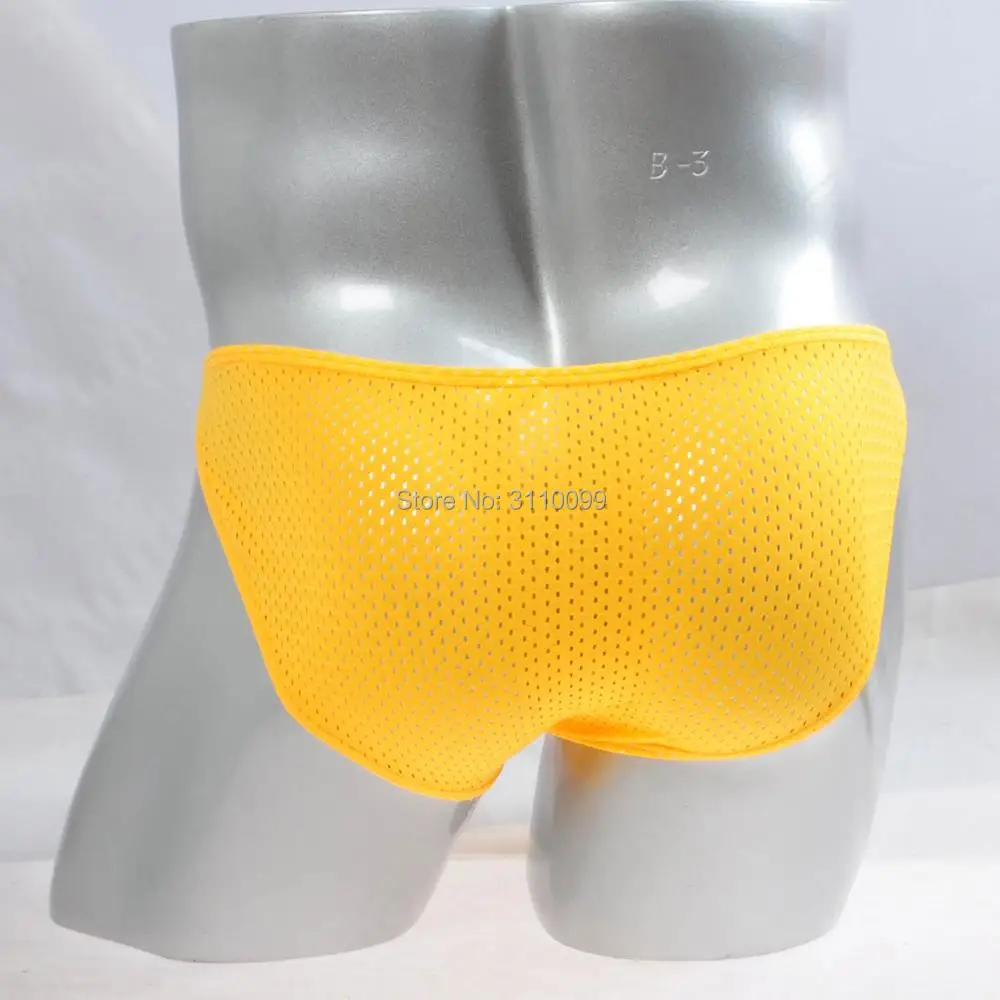 Enhanced Long Pouch Breathable Holes Sexy Men's Underwear Briefs Fashion Male Underpants Solid Color Charming Men Popular Shorts 3