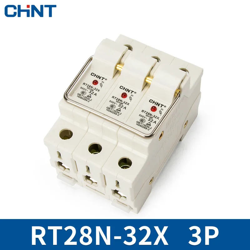 

CHINT Cylinder Form Fuse Base RT28N-32X 3P Guide Type Bring Indicator Light Match RT18-32