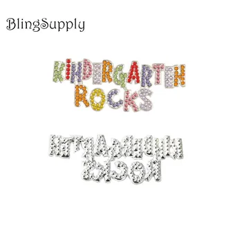 

Free shipping 58*23mm school rhinestone button kindergarten rocks 10PCS (BTN-5640)