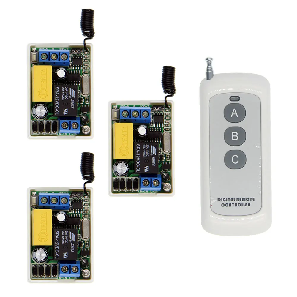 

0-500m Mini Size 220V 1CH 1CH 10A Wireless Remote Control Switch Relay Receiver + 3CH Transmitter System ,315 MHz