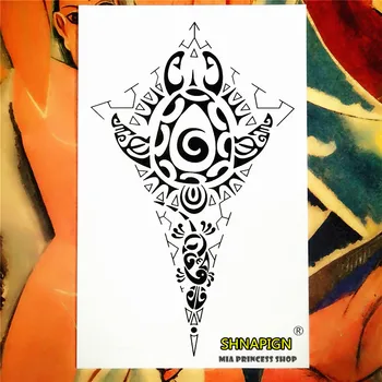 

SHNAPIGN Indian Tribal Totem Temporary Tattoo Body Art Sleeve Arm Flash Tattoo Stickers 12*20cm painless Henna selfie stickers
