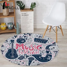 Miracille коврики украшения красочные современные коврики для пола пианино скрипки отмечены Печатный круглый декор для гостиной ковер