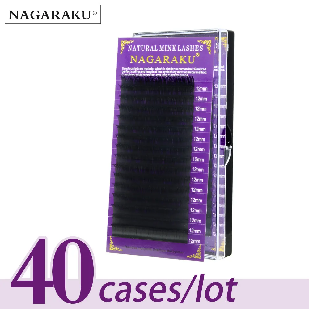 

NAGARAKU 40 trays Eyelash extensions High quality faux mink individual eyelashes single size false eyelash soft and natural