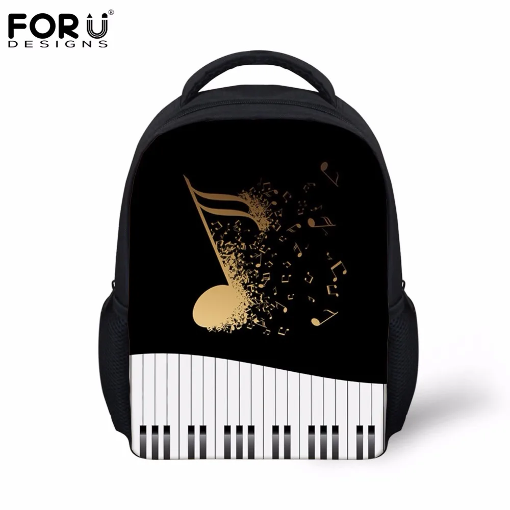 

FORUDESIGNS Piano Keyboard with Music Note Fashion School Bags for Kids Canvas Book Bags Small Childern Backpack Girls Boys Bags