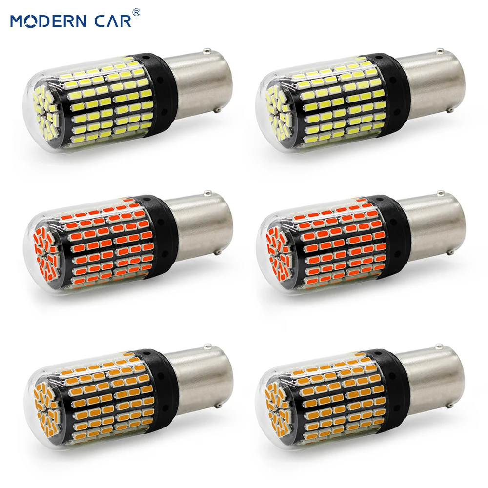 2 шт. Автомобильные светодиодные лампы T20 W21W 3014 144smd 1156 1157 7440|Сигнальная лампа| |