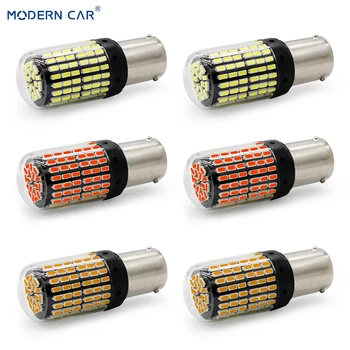 

MODERN CAR 2pcs T20 W21W LED Car Light Bulbs 3014 144smd 1156 1157 7440 Car Turn Signal Lamp Reverse Lamp Full 40W Backup Lights