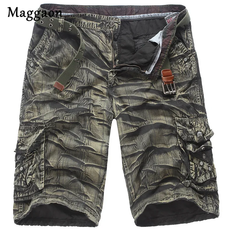 Новые Брендовые мужские повседневные однотонные летние шорты в стиле милитари Camou одежда шорты Homme хлопок карго до колен шорты