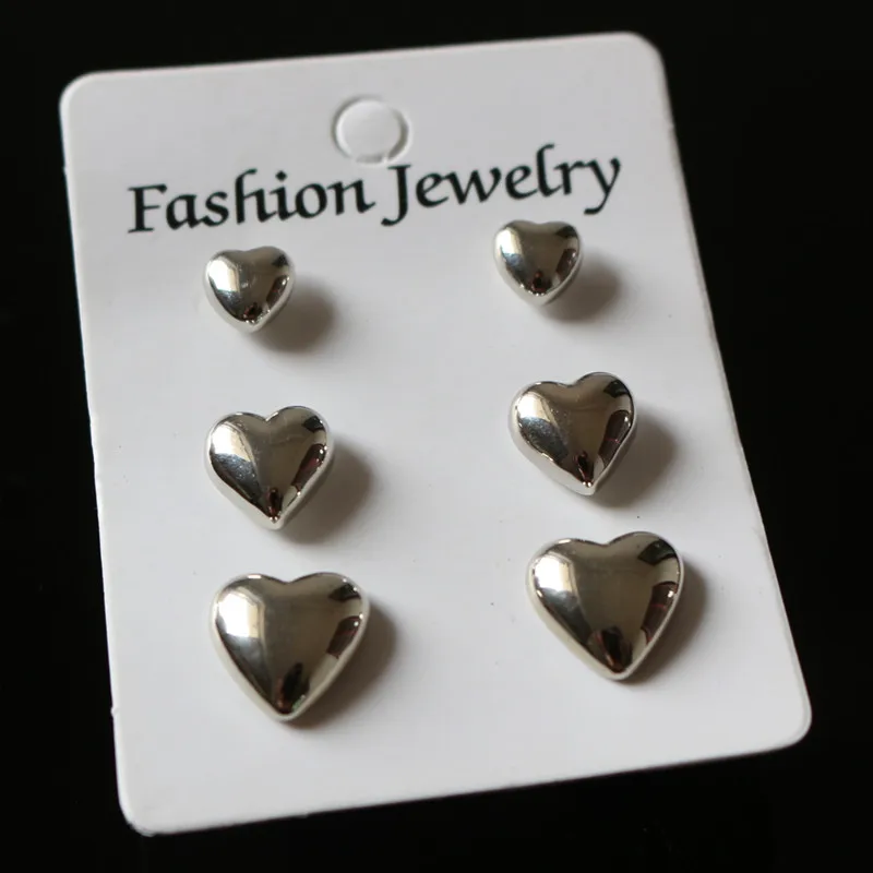 

ES2063 Simple Brincos 3pairs Stud Earrings Sets For Women Fashion Ear Jewelry Cute Heart LOVE Earring Wedding 2018 NEW Arrival