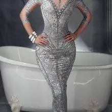 Высокая эластичность, стразы, кристаллы, платье для сцены, высокое качество, костюм бар DS, платье для дня рождения