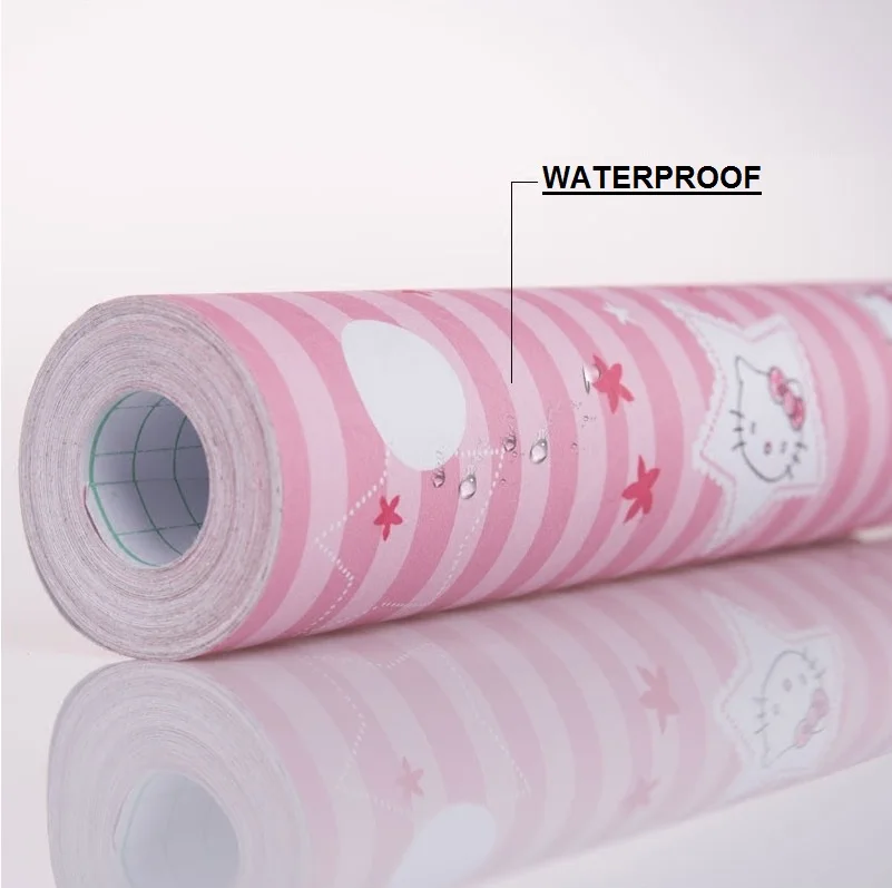 Розовая настенная бумага для детской комнаты, самоклеящаяся настенная бумага для детской комнаты, спальни в маленьком рулоне, размер 0,45*10 м