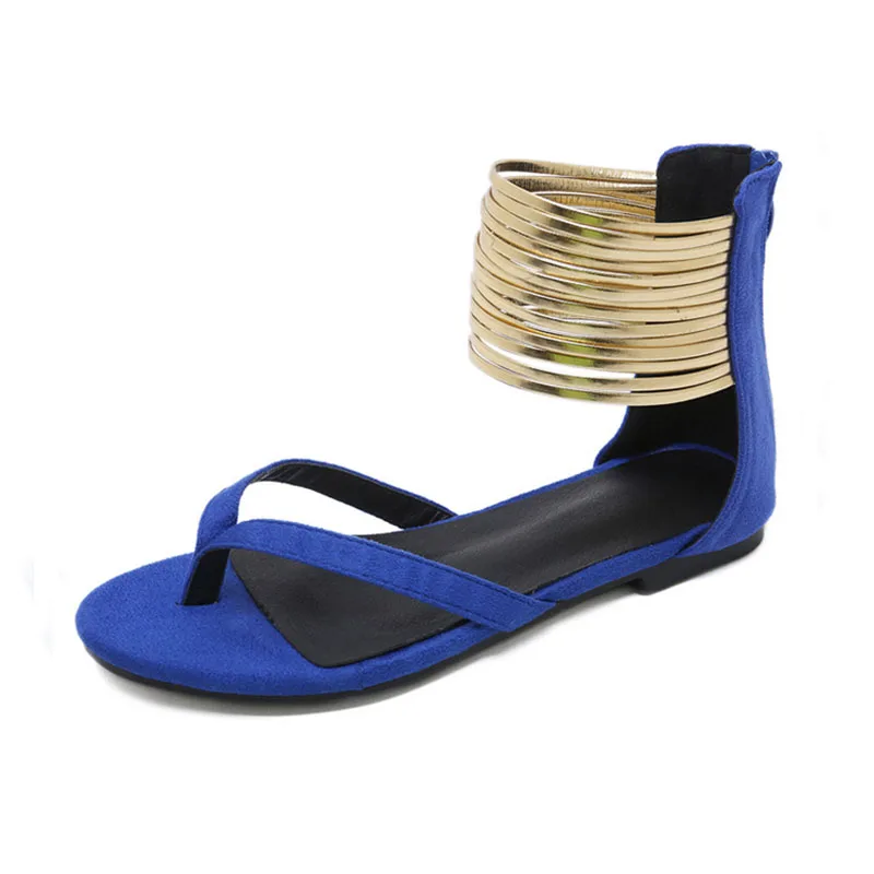 

fenlunna Women Flat Toe Shoes Female Fashion Wearable Casual Plus Size Sandals Women Shallow Rome Foot Ring Flock Shoes