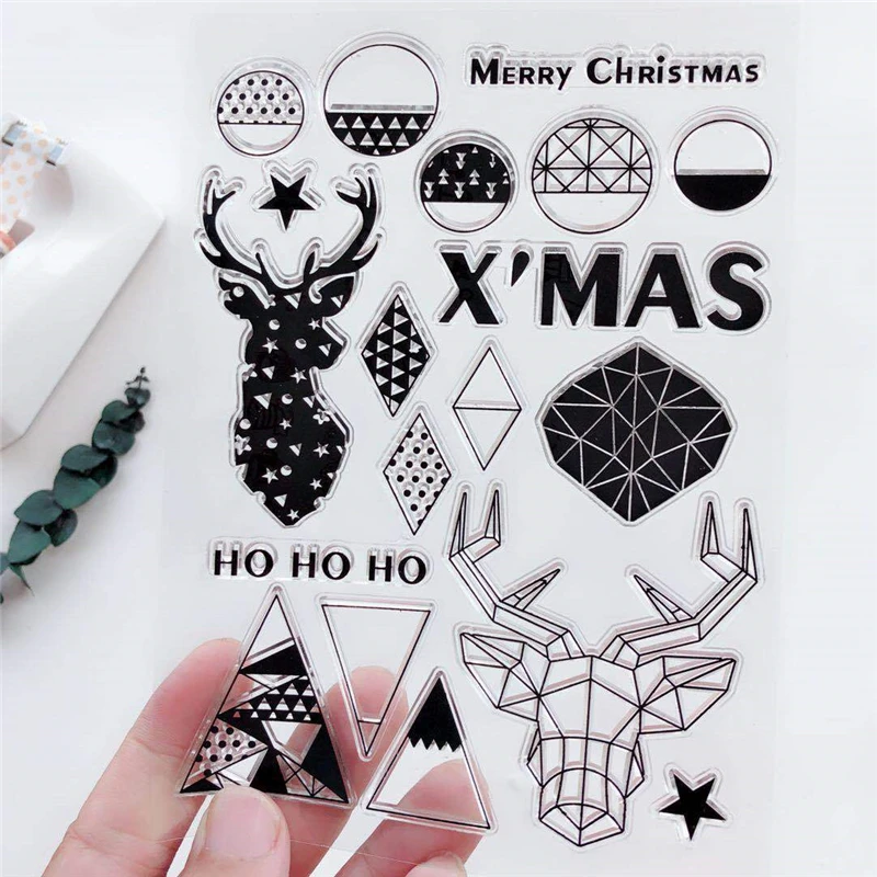 

Lychee 1PC Geometric Transparent Silicone Stamp Creative Clear Stamps DIY Handmade Scrapbooking Photo Album Decor