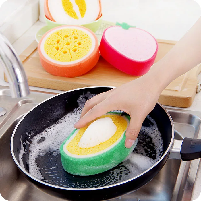 

Four Kitchen Utensils Thickened Sponge Purple Washing Cloth Fruit Sponge Washing Dish Wipe Dirty Washing Cloth Washing Dish