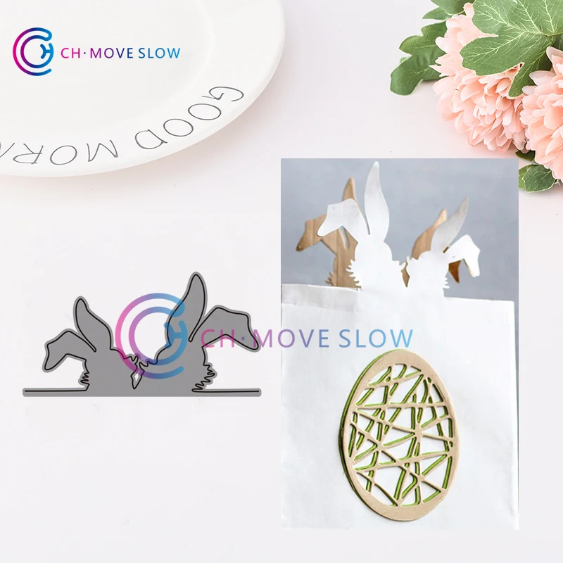 

CH 2019 New Arrival Two Rabbit Heads Stitched Metal Cutting Die DIY Scrapbooking Craft Embossing Making Stencil Template Tools