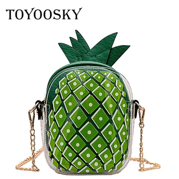 

TOYOOSKY Summer New Women Pineapple Shape Small Flap Crossbody Bag Fashion Lady PVC Jelly Messenger Female Chains Composite Bags