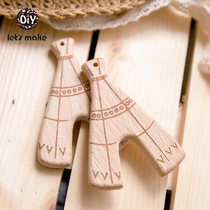 

Let's Make 5pc Wooden Teethers Shape Of Cactus Leaves Tent Cartoon DIY Nursing Product Beech Wood Food Grade Wood Baby Teethers