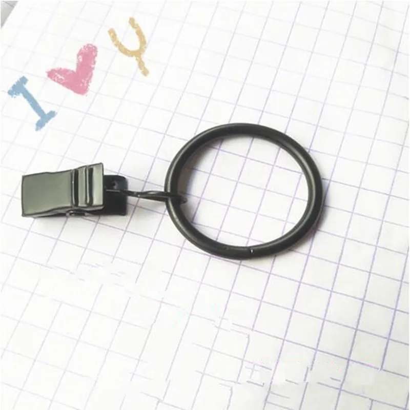 Tanie 40 sztuk metalowe pierścienie do zasłon draperia pręt pierścień netto Rail Voile polak z klipsem HYZ9149