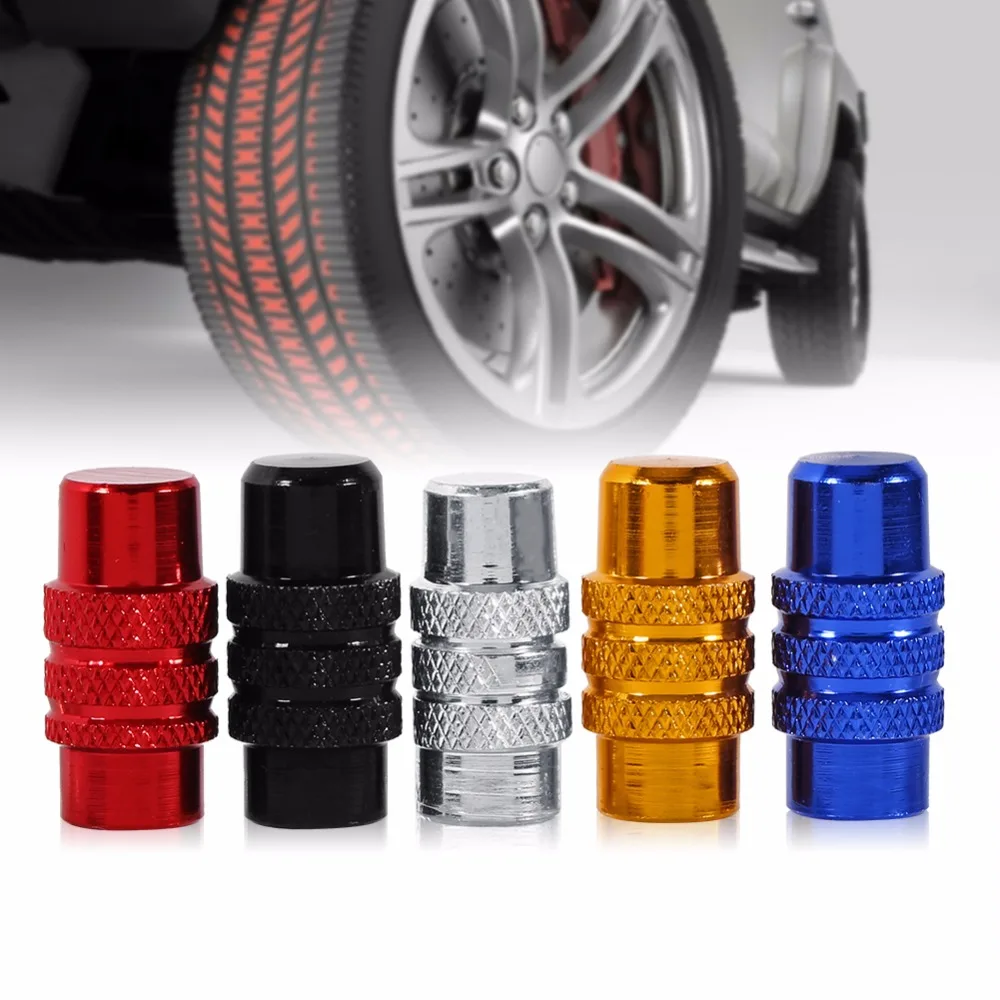 4 Pcs Universal Tire Valve Caps - Anodized Aluminum Dust Covers For Car, SUV, Bike