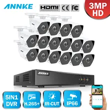 ANNKE FHD 16CH 3MP система видеонаблюдения 5в1 H.265+ DVR с 16 шт. 3MP пуля наружная Водонепроницаемая камера Умный ИК комплект видеонаблюдения