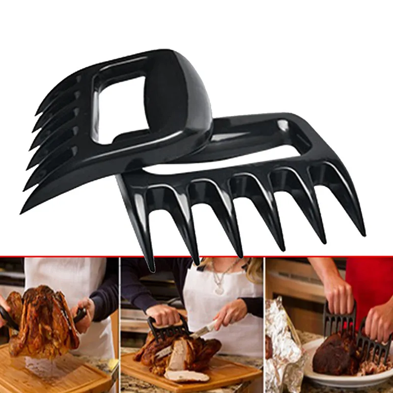 Meat Shredder Claws Wooden Handle Stainless Steel Bear Paws Chicken Separator Handler Food Forks Puller Barbecue BBQ Tools rvs (1)