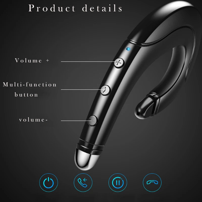 JINSERTA Bluetooth Bone Conduction Earphone With Hidden Microphone Wireless Waterproof Headset For iPhone Android