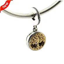 DIY Подходит Пандора браслеты семья подвеска с корнями с 14 к Настоящее золотое дерево серебряные бусины 925 пробы