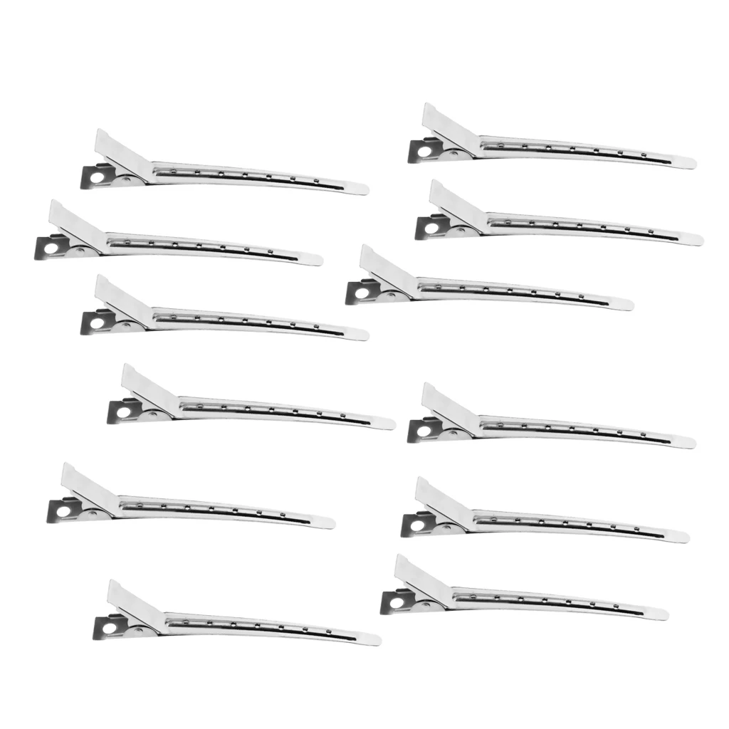 12Pcs Pro Stainless Steel Duck Teeth Hair Clips Clamps Hairdressing Salon Hair Grip Crocodile DIY Accessories Hairpins-Non-Slip