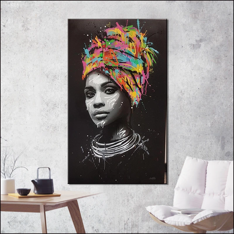 African American Women Portrait Mural Wall Art Abstract Afro Poster