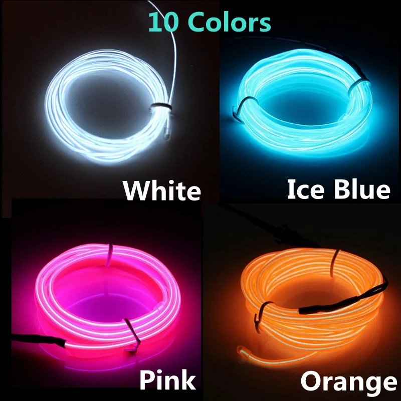 1-10 м EL Wire Neon Light Новинка свет светодио дный неоновая светодиодная лампа Гибкая веревка трубка Светодиодная лента струнная лампа украшение