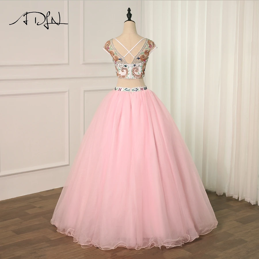 Quinceanera Dresses: Stunning Heavy Beaded Crystals Ball Gown Set with Crop Top - Sexy Two Pieces for Sweet 16 Party image 2