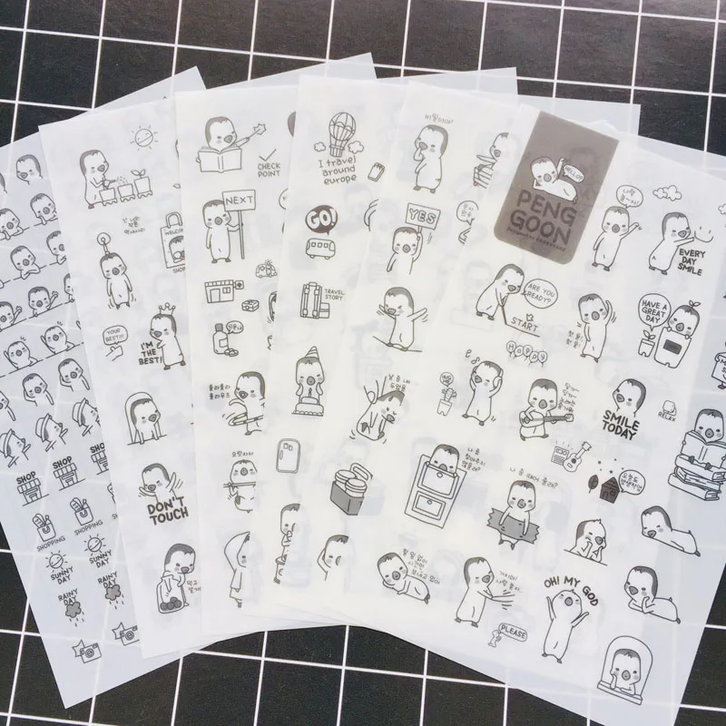 

6 sheets Kawaii Penguin Decorative Stickers DIY Album Keyboard Notebook Adhesive Stickers