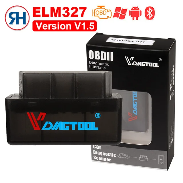 OBD2 ELM327 Bluetooth интерфейс V2.1 V1.5 OBD2 OBD 2 автоматический диагностический инструмент ELM 327 работает на Android Torque/PC v 2,1 адаптер BT - Цвет: v1.5