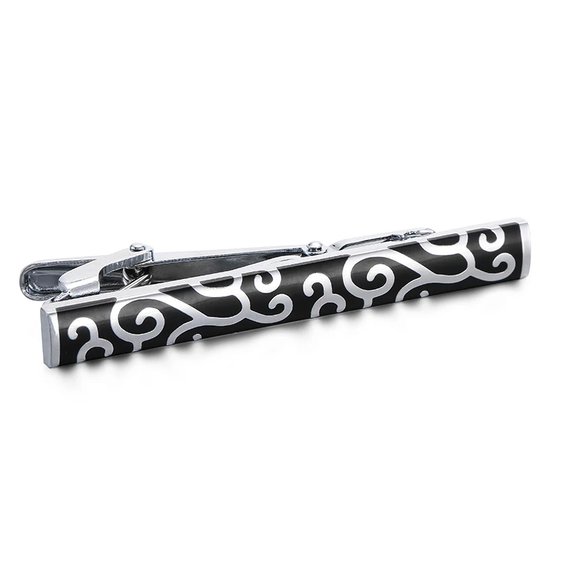 

WN new fashion men's wear tie clip quality enamel craft black pattern tie clip