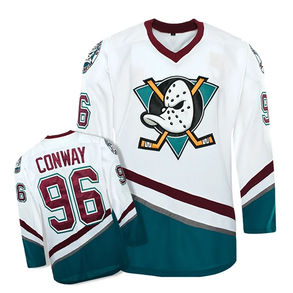 

Ediwallen Anaheim Ducks 96 Charlie Conway Jersey Men The Mighty Ducks Movie Green 1993 Vintage Ice Hockey Jerseys Purple White