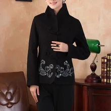 Китайское национальное пальто Женское шерстяное пальто с длинными рукавами Топы Размер M-3XL
