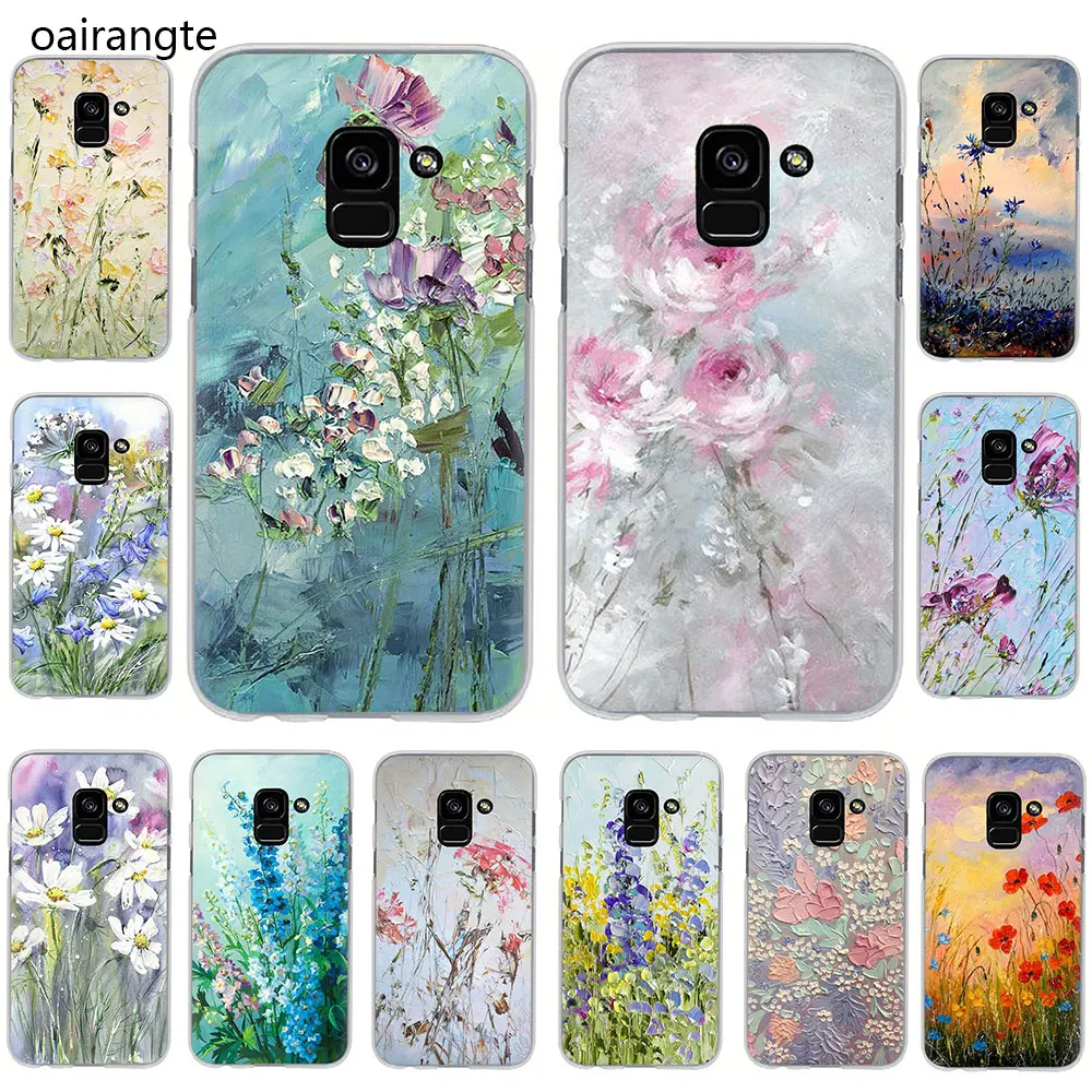 

oil painting flowers Hard phone cover case for Samsung Galaxy A3 5 2017 A6 7 8 9 2018 A10 30 40 50 70