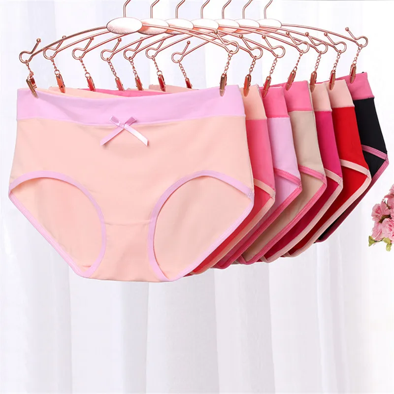 10pcs/lot Ladies Underwear Wholesale Comfortable Middle Waist Girl Briefs Underwear Lovely Young