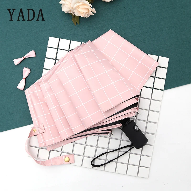 

YADA Luxury Large Windproof Folding Umbrella Sun Rainy Automatic Lattice Umbrella For Women Men UV Auto Umbrella Female YD117