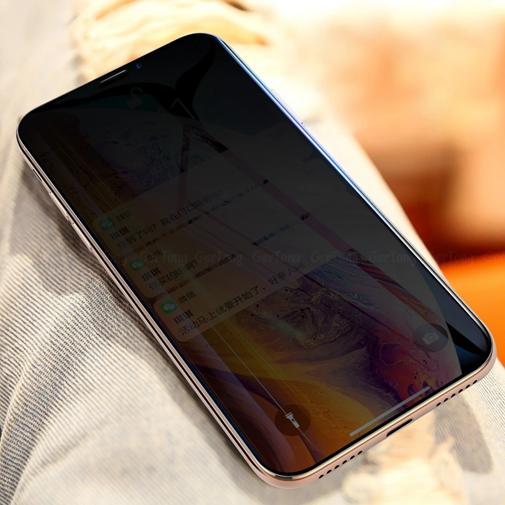GerTong полное покрытие частный экран протектор для iPhone X XR антишпионское закаленное