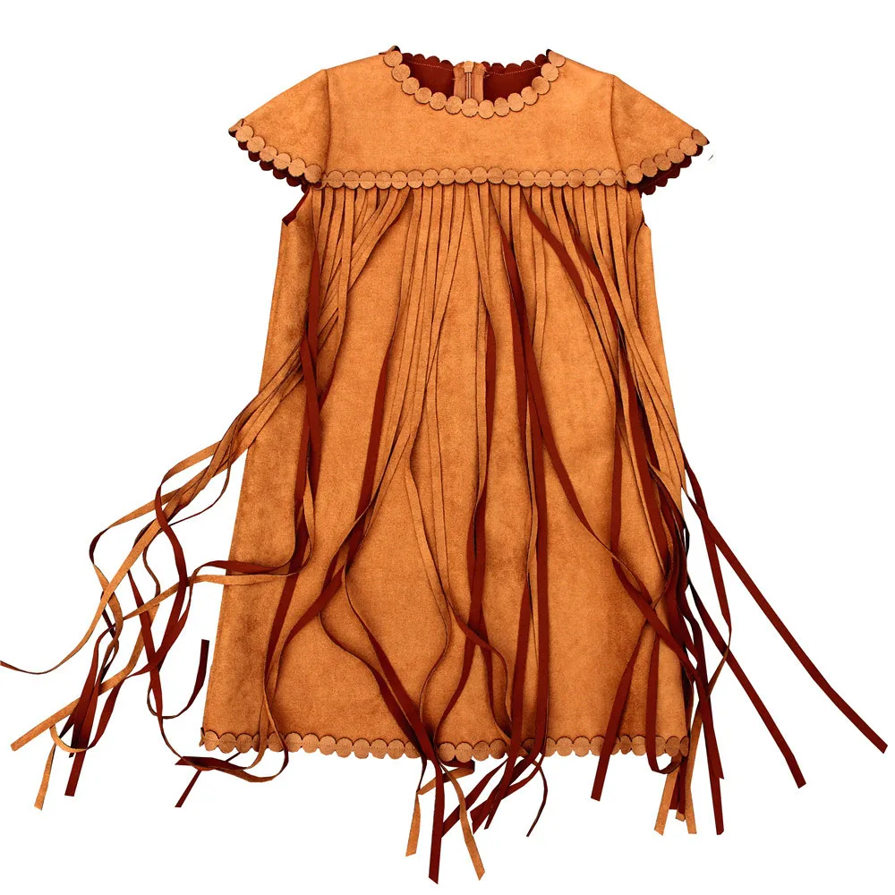 

Girl tassels dresses 2019 spring Autumn toddler Kids Dresses Girls Dresses Children Clothing party fashion Suede baby dresses