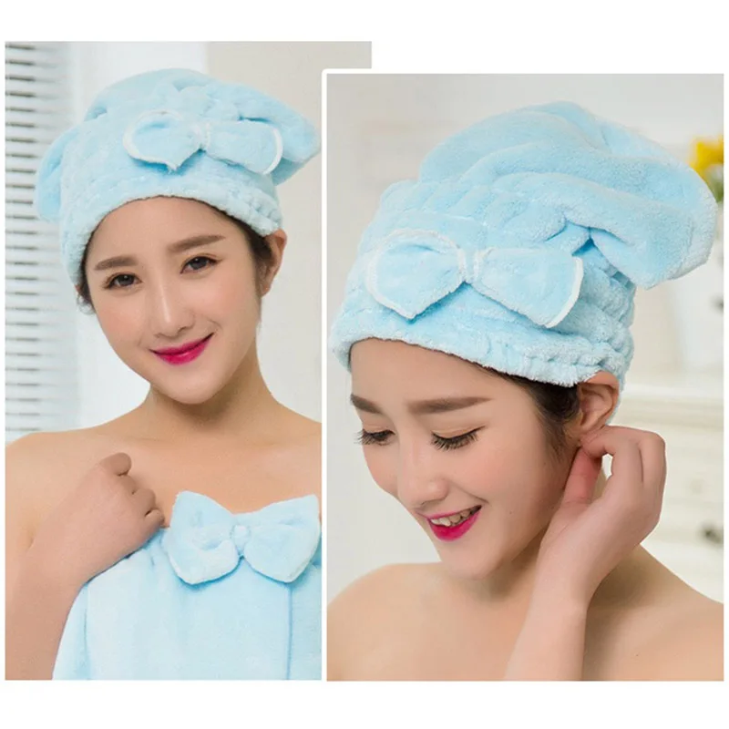 Креативная шапочка для душа полотенца для укутывания с бантом из микрофибры шапочка для ванной сверхтонкое волокно Быстро сухие волосы шляпа аксессуары для ванной