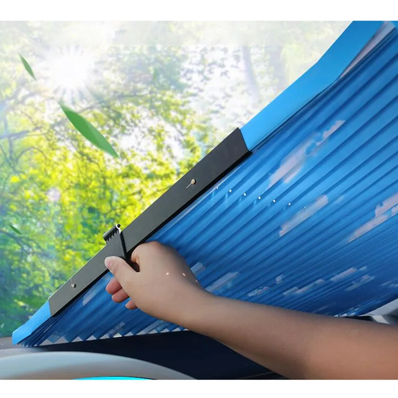 Automatic Retractable Car Window Sunshade Sunscreen Front Car Sun Visor Windshield Summer Car Sun Block  Anti-UV Shade