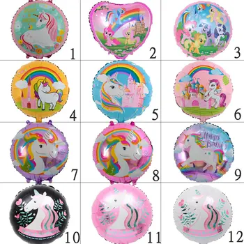 

free shipping 1PC 18-inch Romantic unicorn party balloon Helium inflatable balloons birthday party decorations kids toy globos