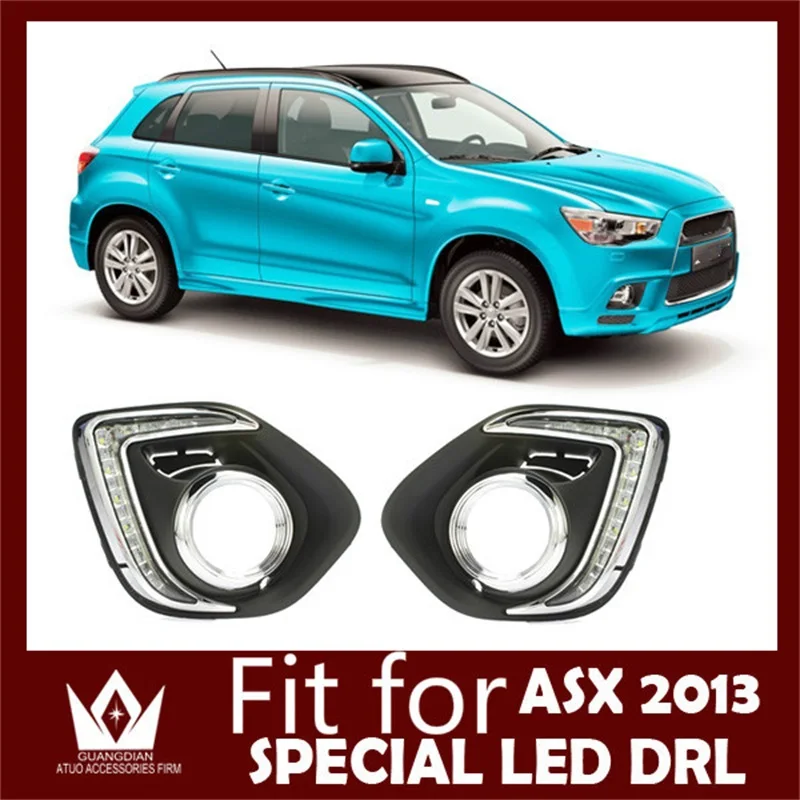 

Tcart new 1 set car accessories car led light For Mitsubishi ASX 2013 white LED Daytime Running Light Auto LED DRL lighting bulb