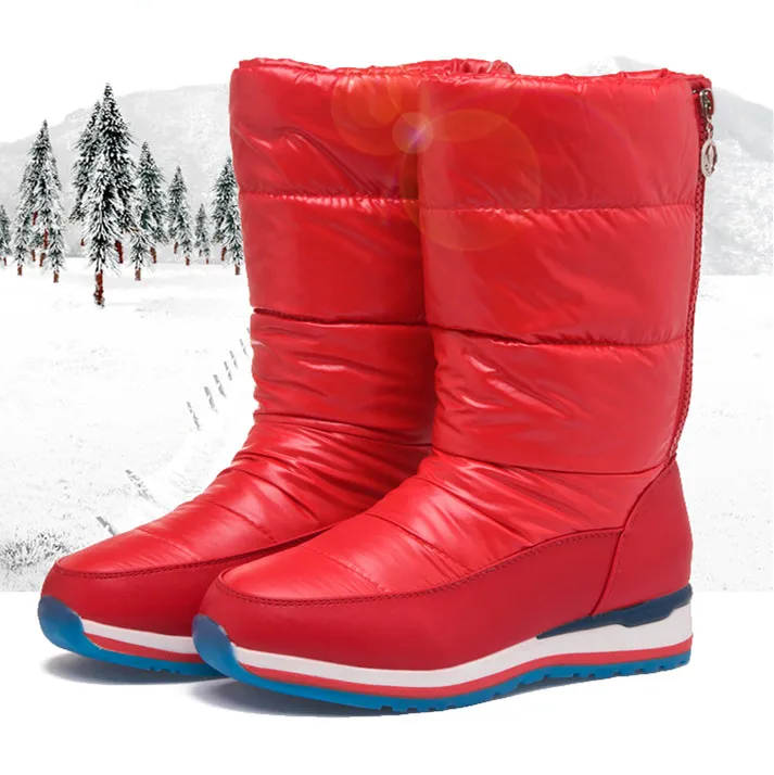 

Hot plush women snow boots warm winter zip ugs boots woman long plush solid mid-calf boots mujer russian botas high boots female