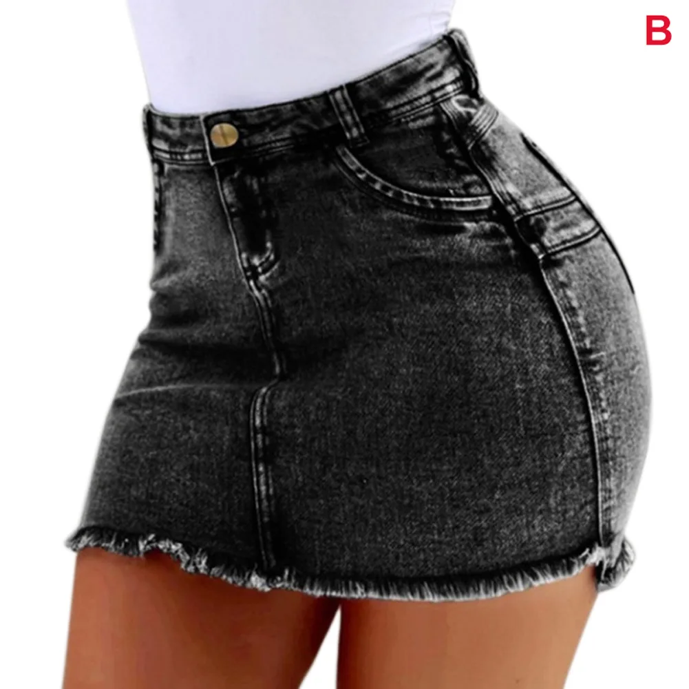 Женские короткие джинсы с высокой талией и кисточками, летние шорты с дырками NFE99 - Цвет: black B